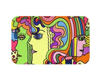 Colorful FUNKY RUGS, Pop Art Bath Mat, Funky Bath Mat, Soft Bath Rug, Modern Art Shower  Mat, Bath Mat Small, Gift For her, Funky Rug