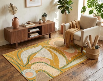 Abstract Scandinavian Area Rug: Modern Nordic Decor