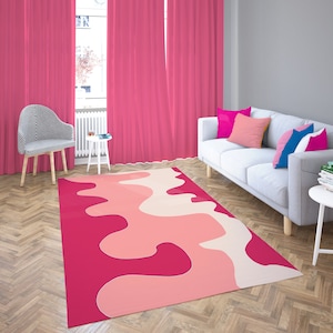 Abstract Red Pink Area Rug: Funky Home Decor