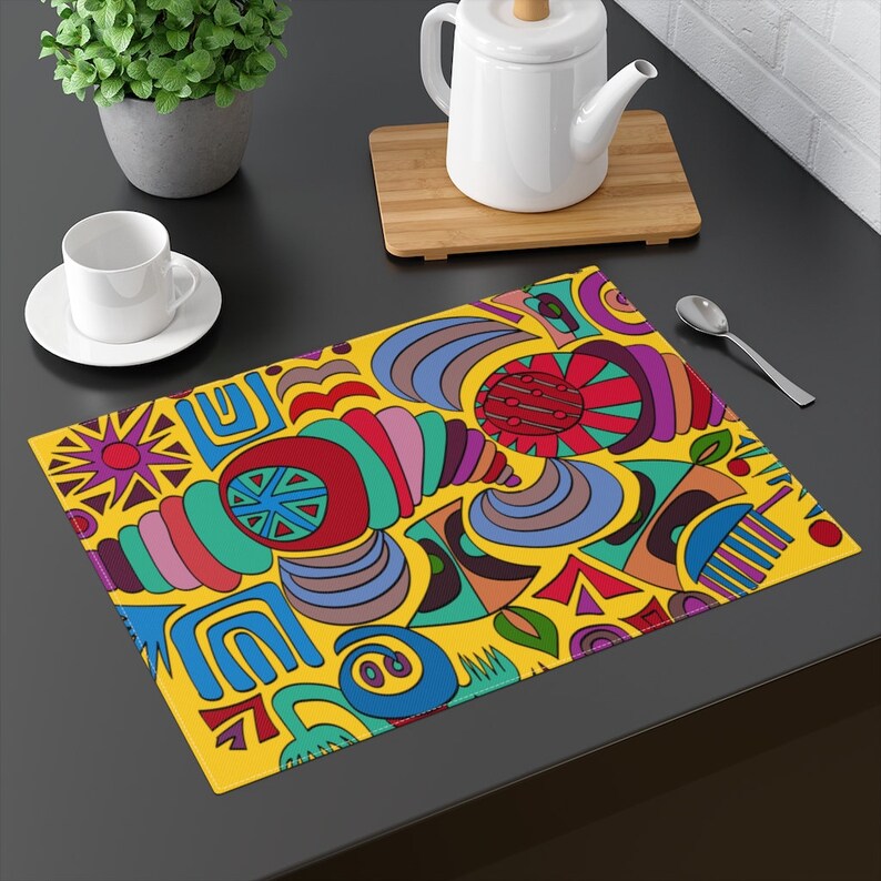 Leaves Placemat Abstract Placemats Modern Art Art Decor Etsy