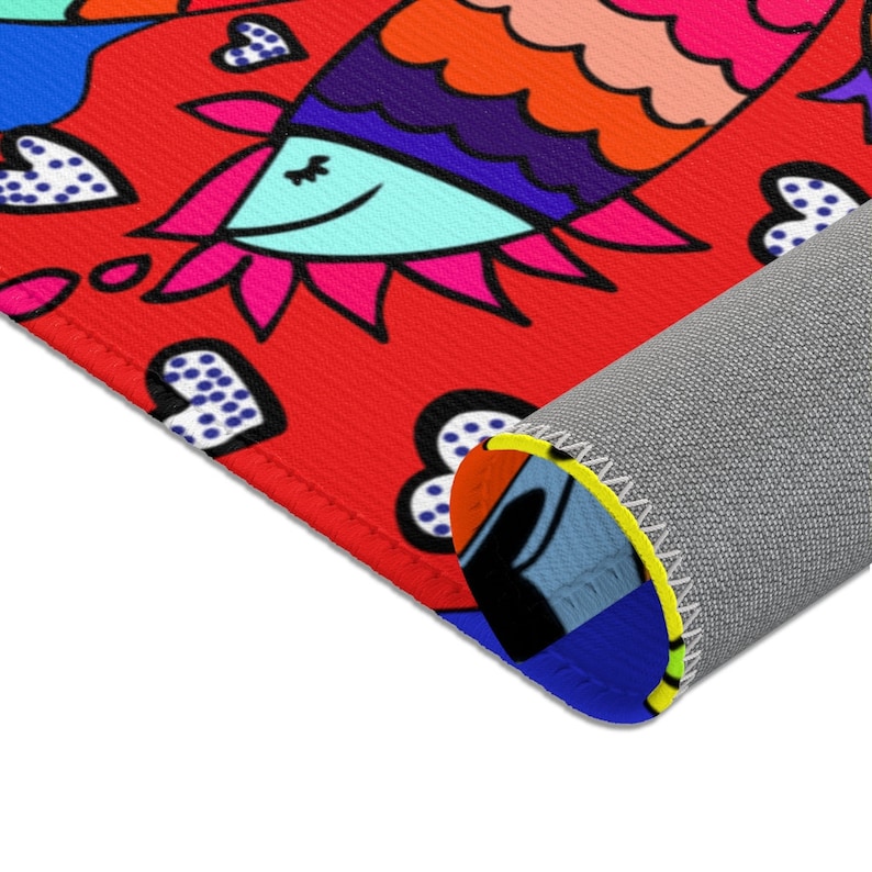 Funky Kitchen Rug Coastal House Rug Fish Lovers Rugs Etsy