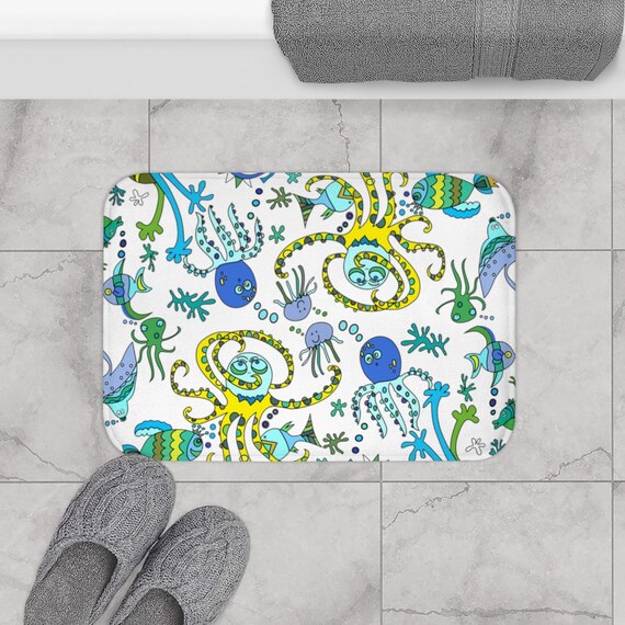 Blue Bath Mat for Kids Octopus Bath Mat SEA Small Bath Mat Octopus Blue Bath Mat Octopus Kids Bath Mat Octopus Cute Colorful Bath Mat Etsy Ireland