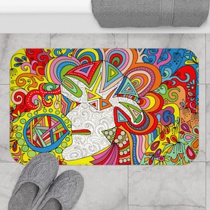 Dopamine Bath Decor, Multicolored Bath Mat, Colorful Work Art Bath Mat, Dopamine Rugs, Colorful Bath Decor, Groovy Bath Mat, FUNKY Bath Mat