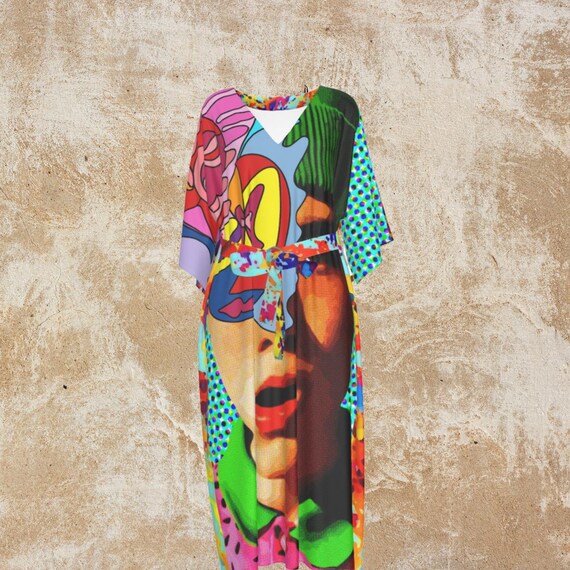 pop dress design Crazy With Art Vibrant Cool Design, Be Unique with An Eye Caching Piece of Art Dress, Great Women's Long Dress, All Seasons Dress pop art outfit ideas Women's Knee Length Casual Vestidos nuevos Product Details Crafted from Color:Brown / Royal Blue