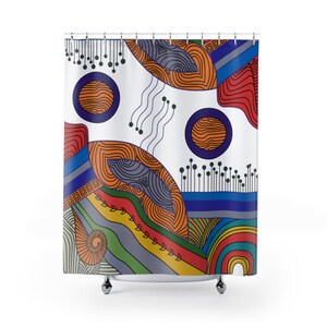 Pop Art Shower Curtain: Colorful Abstract Design, Water Resistant