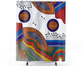 Pop Art Shower Curtain: Colorful Abstract Design, Water Resistant