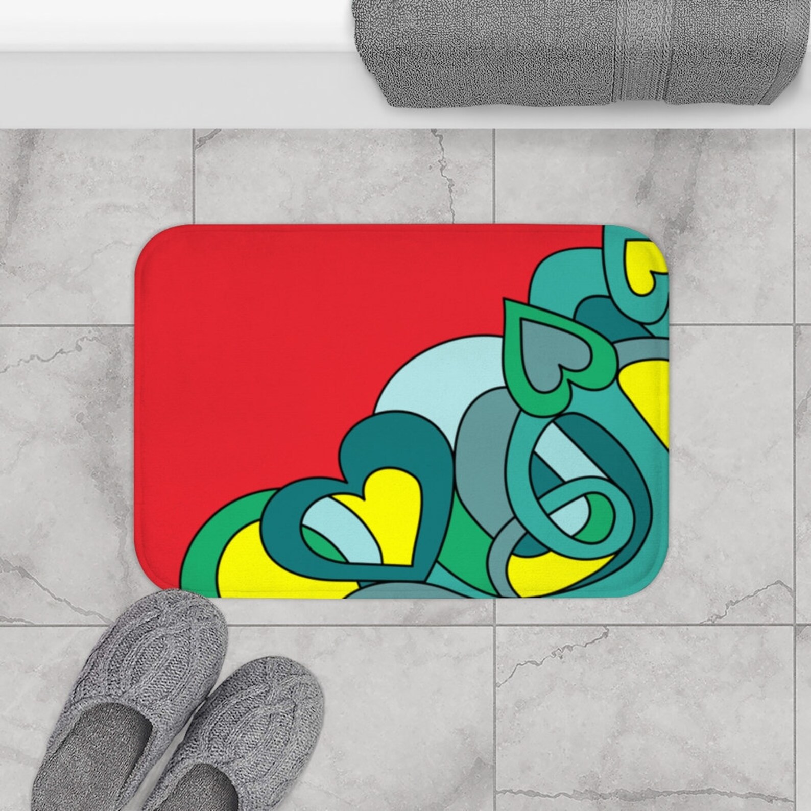 Bath Mat RED Bath Mat Color Block Funky Bath Mat Etsy