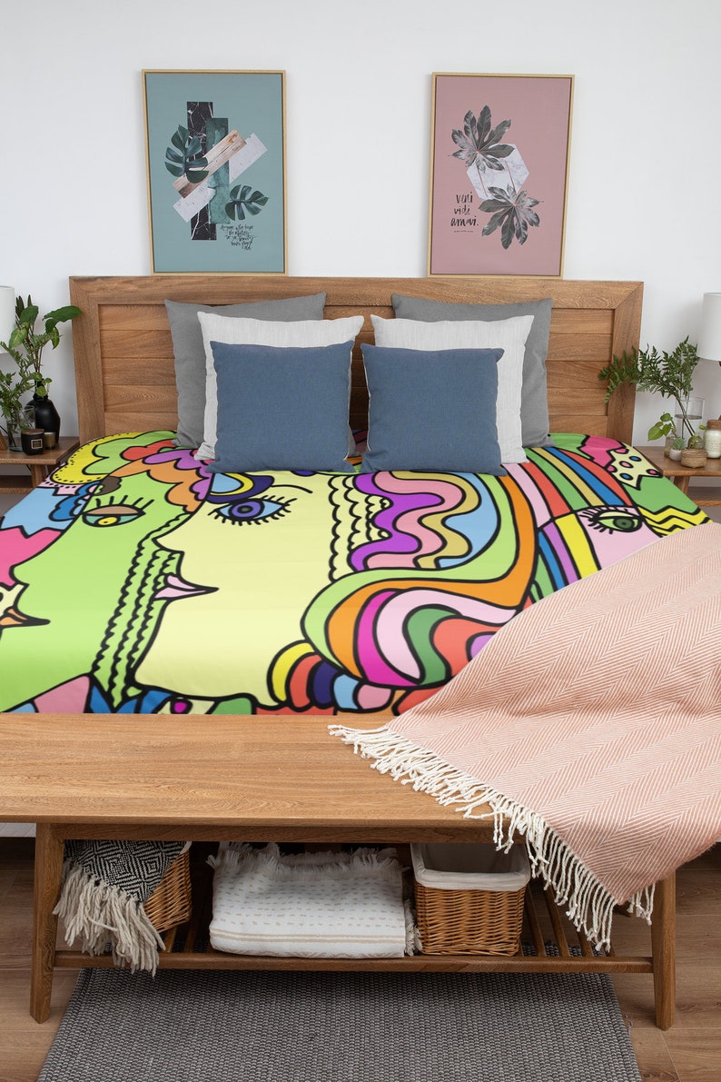 Dorm Bedding Colorful Bed Cover Funky Comforter Colorful Etsy