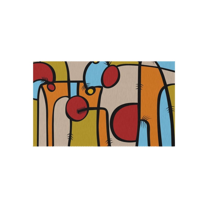 Abstract Outdoor Rug: Funky Patio Deck Rug, Multi-Color image 9