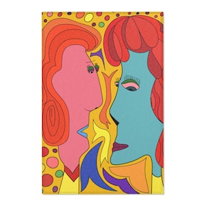 Colorful Abstract Area Rug: Boho Living Room Decor, Modern Art Floor Mat