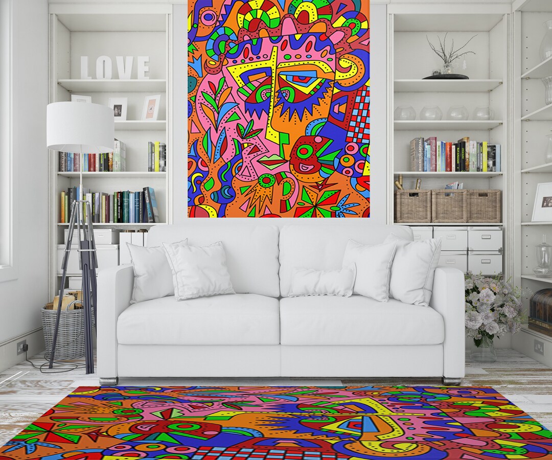 Unique FUNKY RUGS, Funky Rug, Unique Rug, Psychedelic Rug, Colorful Rug ...