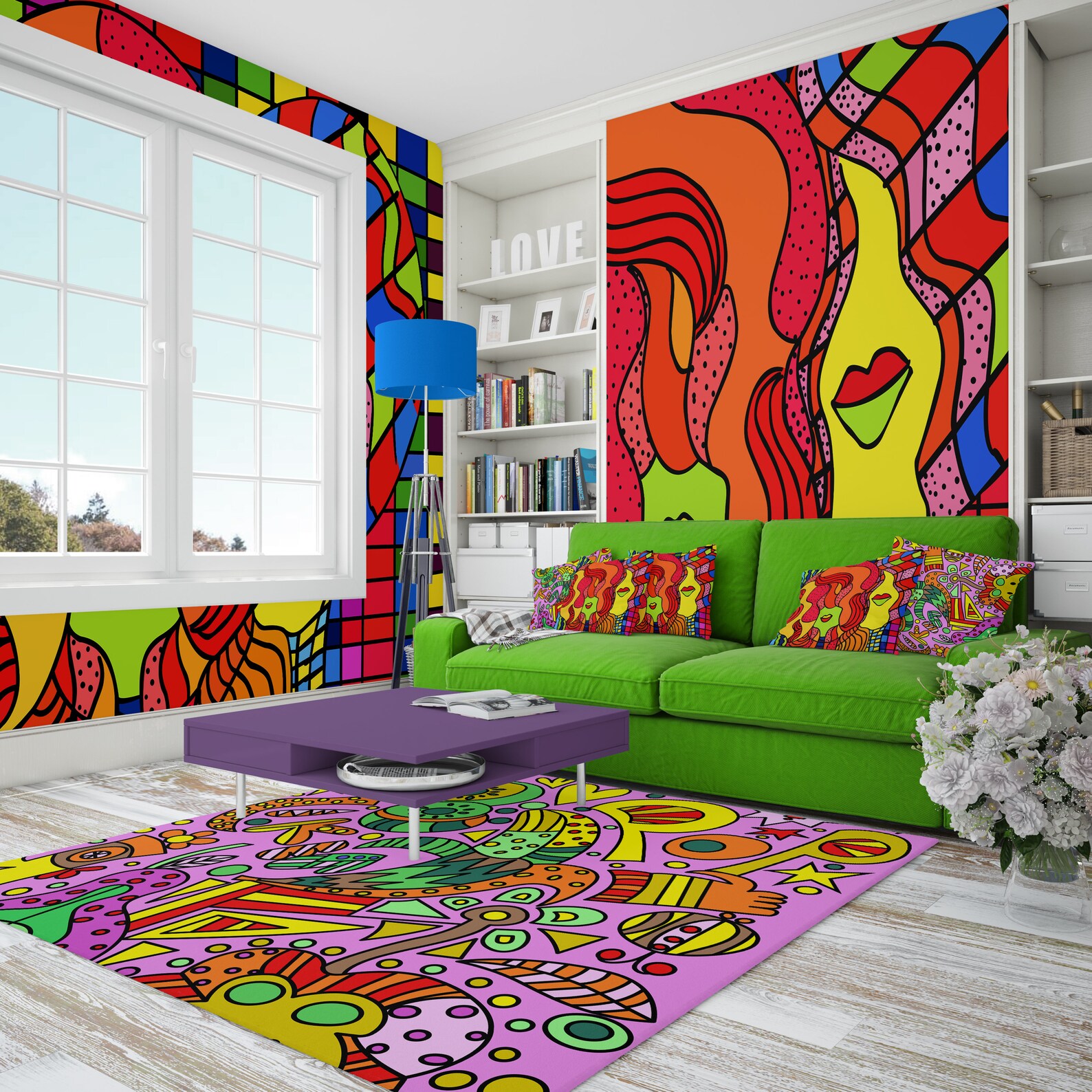 Designer Rug Decorative Rug Pop Art Colorful Rug Funky Etsy