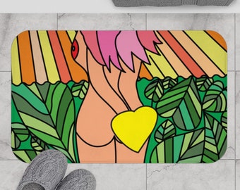 Sunrise Pop Art Bath Mat: Funky Colorful Bath Decor