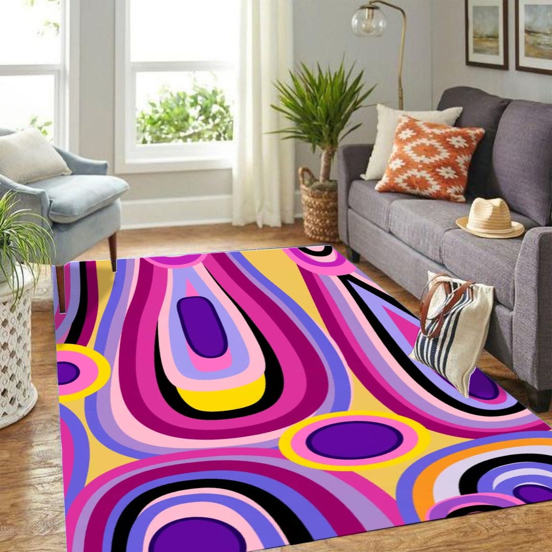 Funky Rug, Purple Dots Funky Rug, Retro Rugs, Groovy Trendy Rug, 3 ...