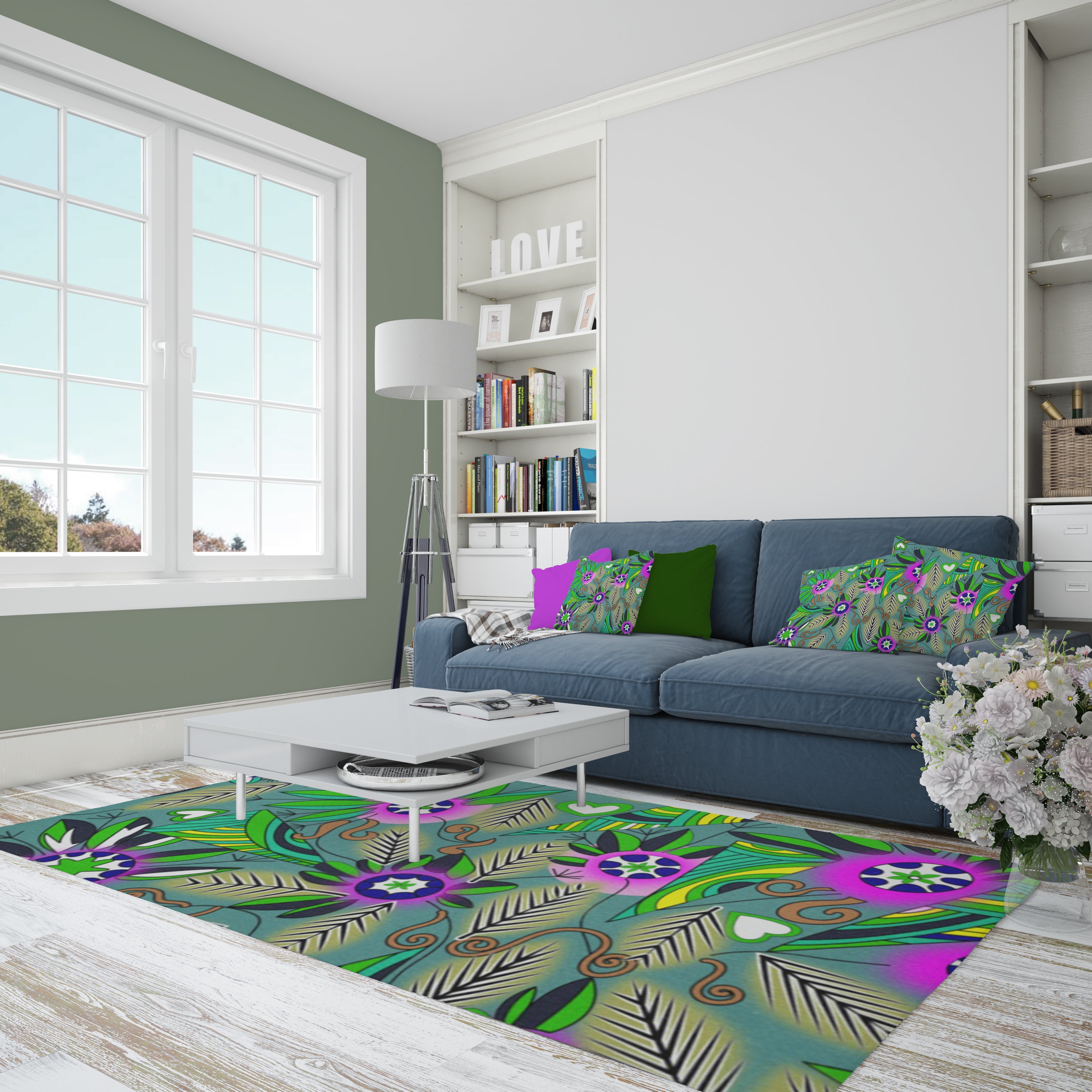 Bedroom Area Rug funky rug unique designed rug floral rug Etsy