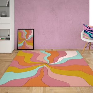 FUNKY RUGS, Funky Rugs, Funky Pop Art Rugs,Dorm Decor Rugs, Table rug, Artistic Rug, Retro Rug Design, Gift for her, Wall Art Rug