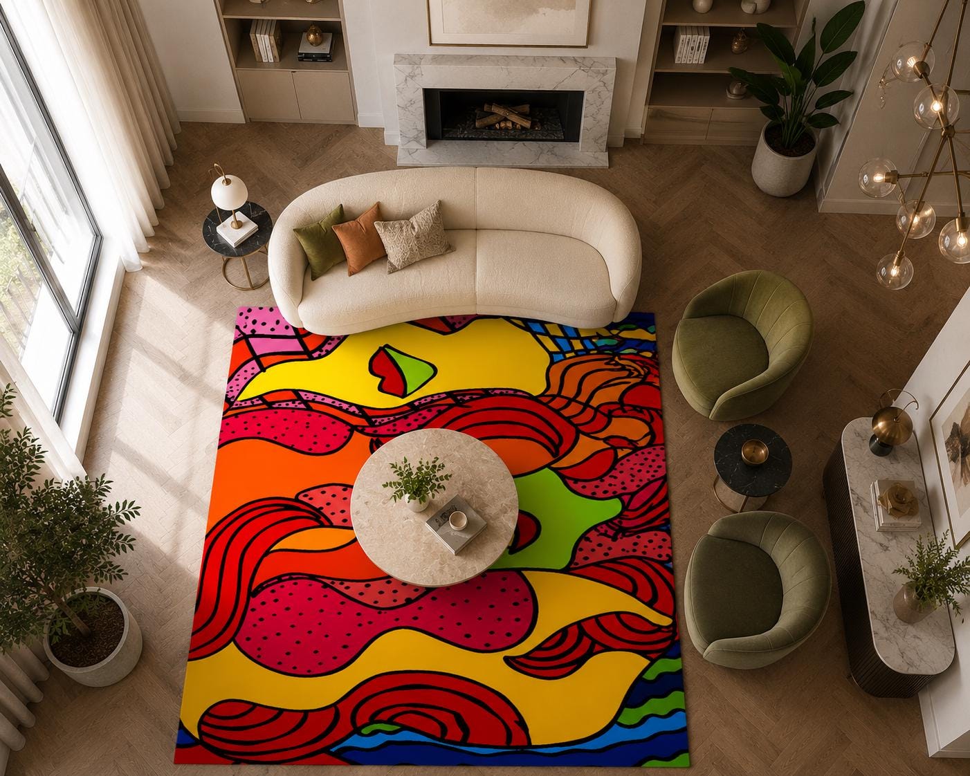 Pop Art Area Rug: Psychedelic Abstract Home Decor - Etsy