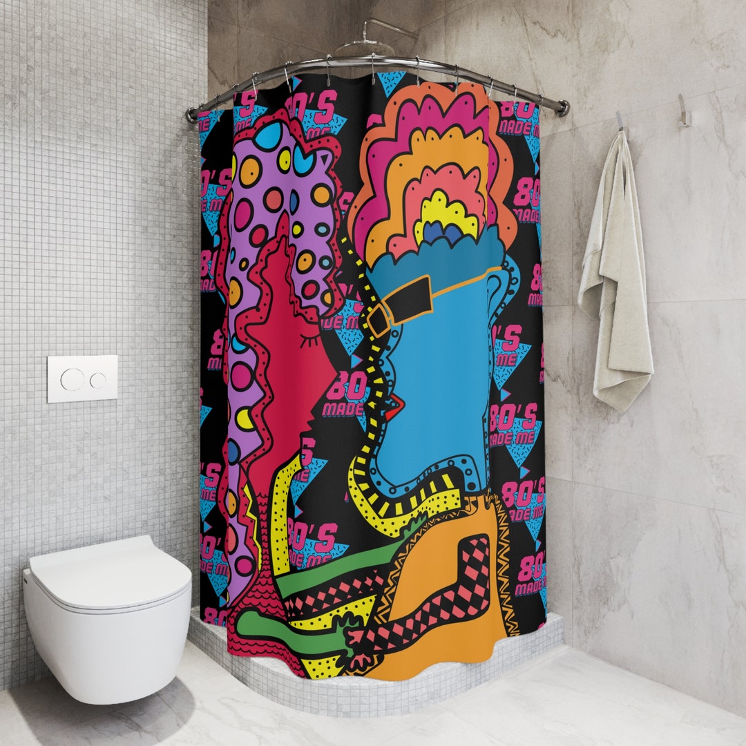 BORN in the 80s Shower Curtain, Unique Whimsical Art Shower Curtain ...