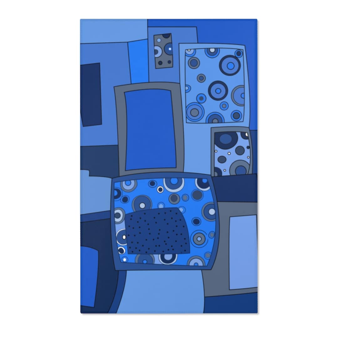 BLUE Unique FUNKY Rugs, Funky Rug, BLUE Rug, Shades of Blue Area Rug