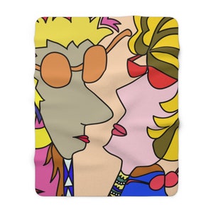 Pop Art throw blanket, bedroom blanket, soft blanket, fleece blanket, decorative blanket, funky blanket, living room blanket, Accent Blanket