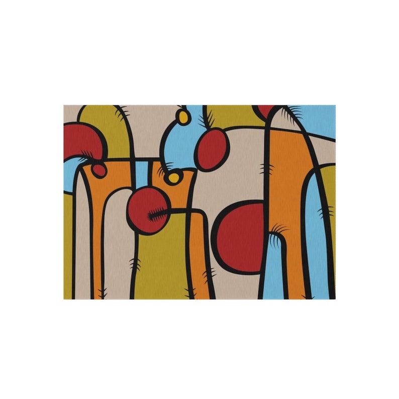 Abstract Outdoor Rug: Funky Patio Deck Rug, Multi-Color image 11