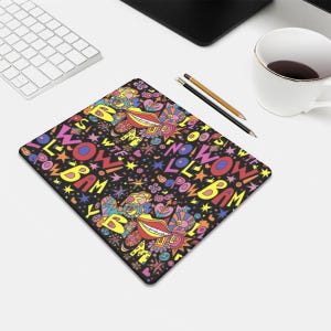 Words Pop Art Be Happy Mouse Pad, Small Medium Largev Size for Desk Styling