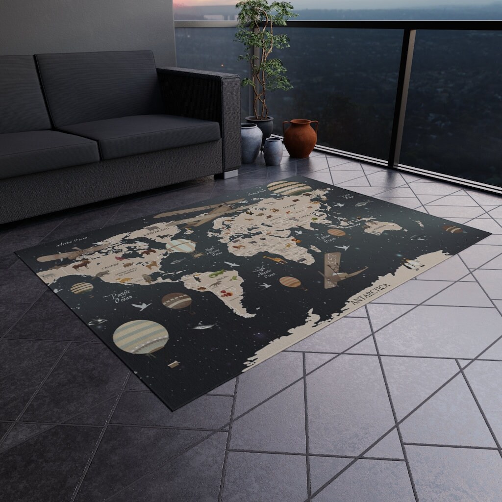 KIDS Play Outdoor Rug Map of the World Ourdoor Rug for Kids - Etsy