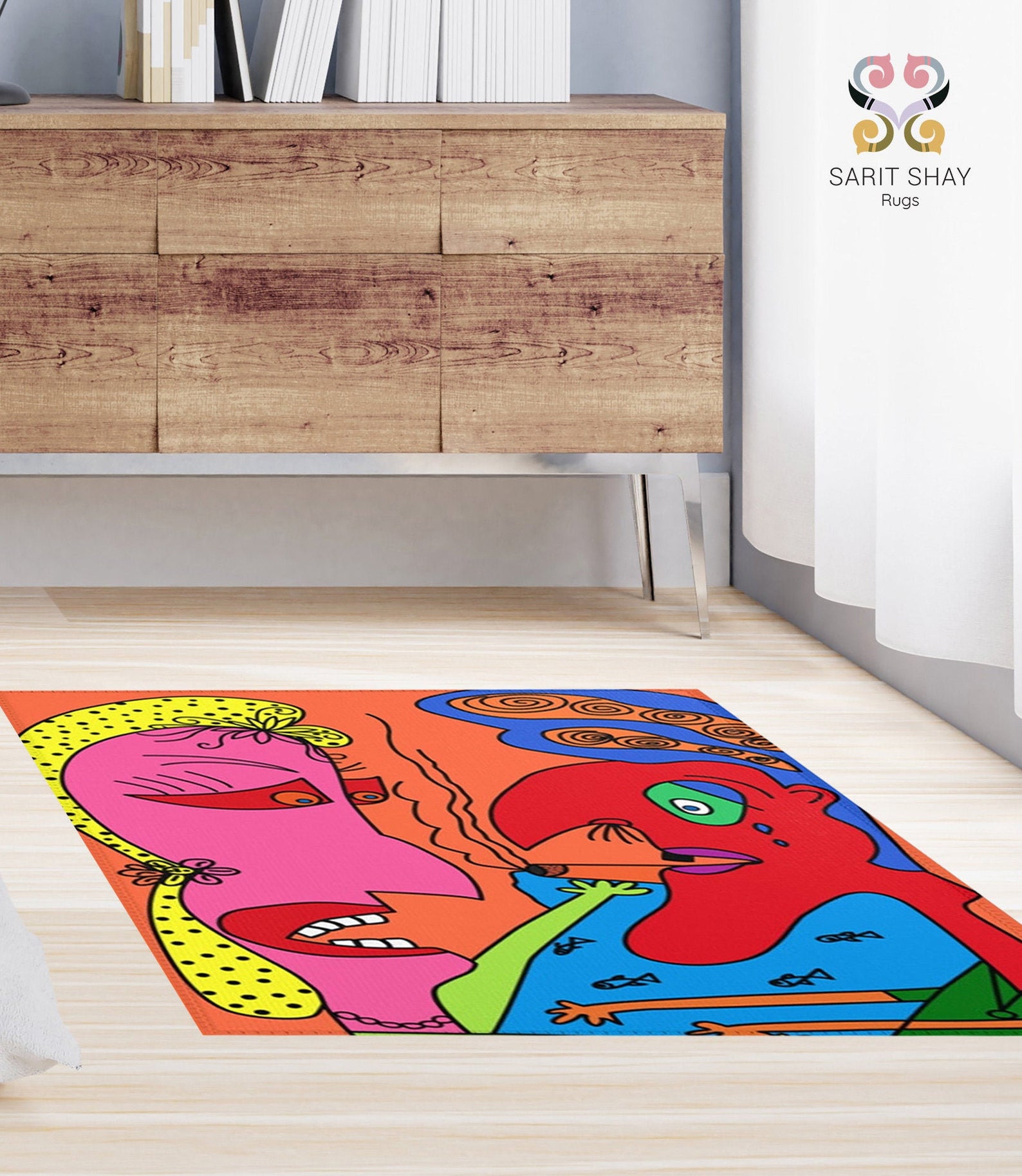 Cool Funky Area Rug Rugs 4x6 Unique Bedroom Rug Pop Art Etsy