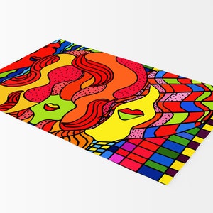 Dorm Decor, Unique Rug, ART Rug, Area Rug, Lips Rug, Colorful Area Rugs, Funky Pop Art carpet, Designer Rug, Carpet Rug, Wall Art Rug