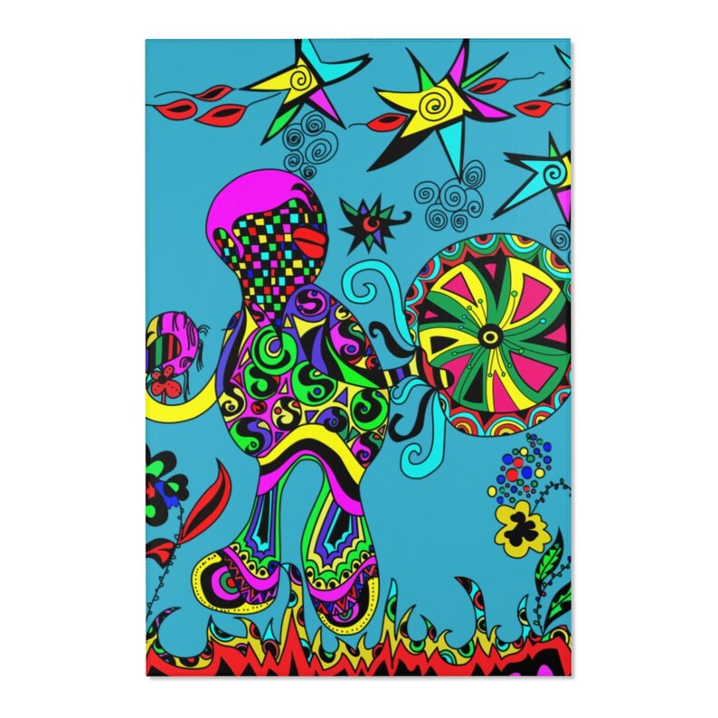 Art Rug Cool Rug Colorfu Rug Designer Rug Unique Area Rug Funky Area Rug Hand Drawn Rug