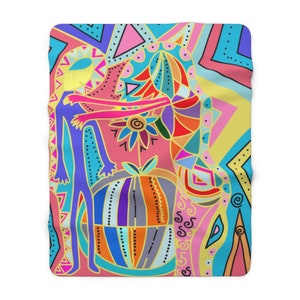 Colorful Unique Colorful Blanket, Fleece Blanket, modern blankets, funky blankets, Throw Blanket, Accent Blanket