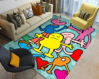 Graffiti Face Area Rug: Funky Pop Art Floor Mat
