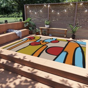Abstract Outdoor Rug: Funky Patio Deck Rug, Multi-Color image 5