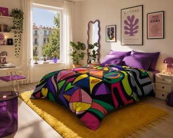 Abstract Pop Art Comforter: Colorful Modern Dorm Bedding