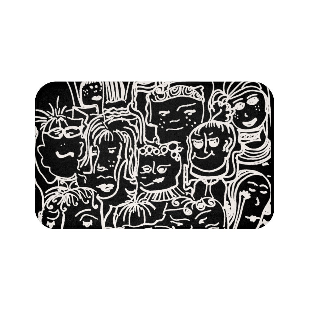 Cool Bath Mat Small Black and White Bath Mat Line Art Bath Etsy UK