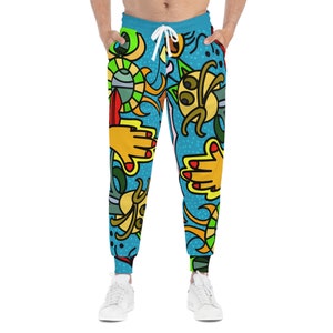 Trippy Pants, Funky Joggers Pants, Japanede Art Athletic Joggers,  Hip Hop Pants, Funky Athletic  Jogger Pants with Pockets and Drawstring