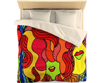 Dorm Bedding, Pop Art duvet, Funky Duvet cover, Microfiber Duvet Cover