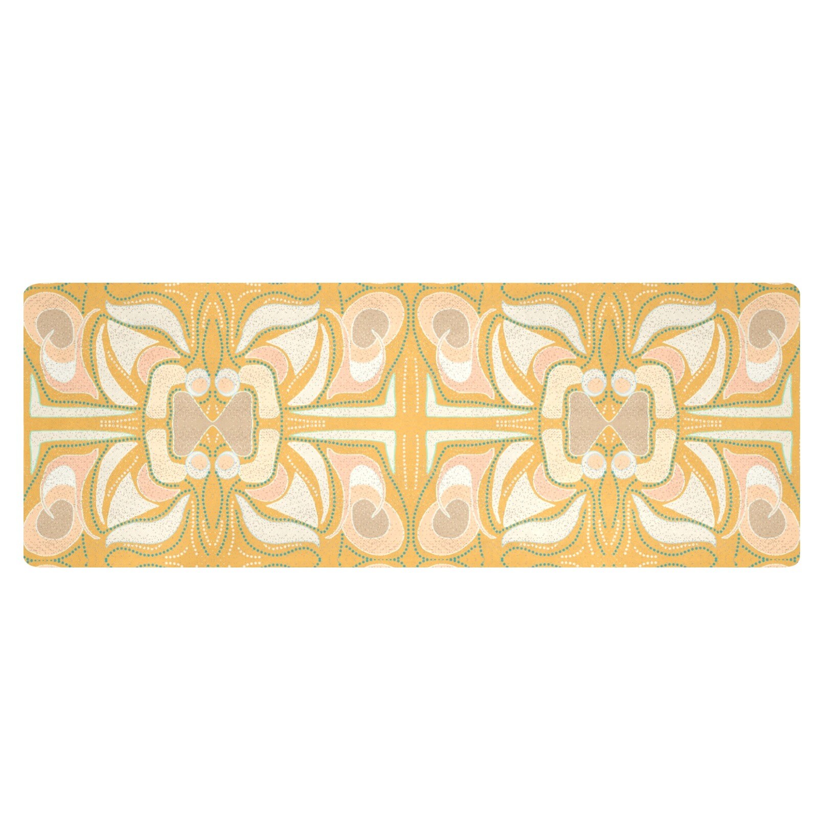 Funky Gold Kitchen Mat: Retro Abstract Art Rug (48