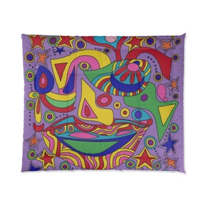 Abstract Art Comforter: Colorful Pop Art Design, Lightweight Polyester