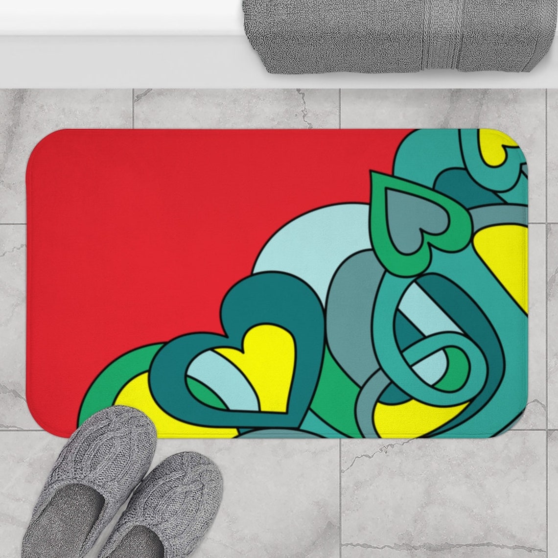 Bath Mat RED Bath Mat Color Block Funky Bath Mat Etsy