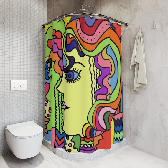 Funky Face Shower Curtain Psychadelic Shower Curtains Vibrant