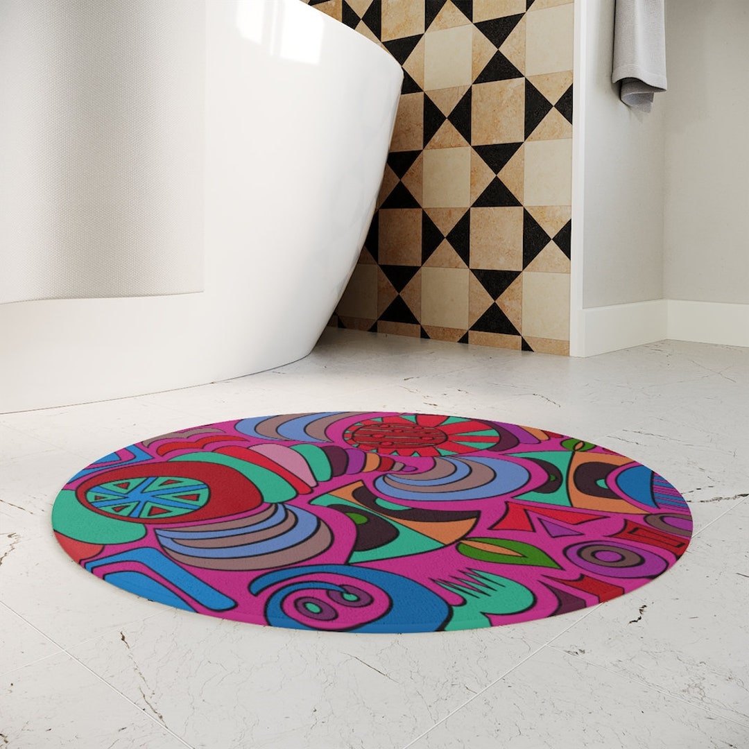 Unique FUNKY RUGS 28x28 Round Bath Mat 71x71 Cm Etsy