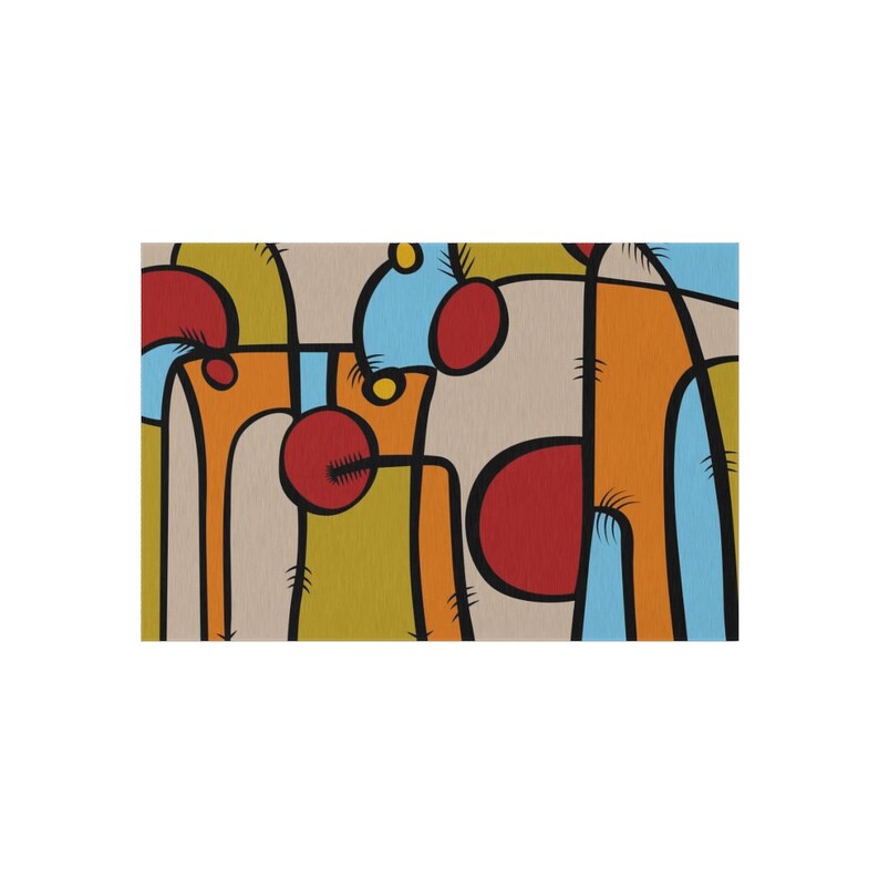 Abstract Outdoor Rug: Funky Patio Deck Rug, Multi-Color image 10
