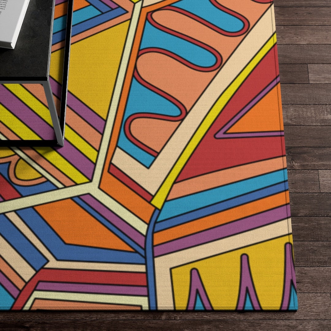Colorful Patterned Rug Carpet Pattern Teen Room Rug modern Etsy