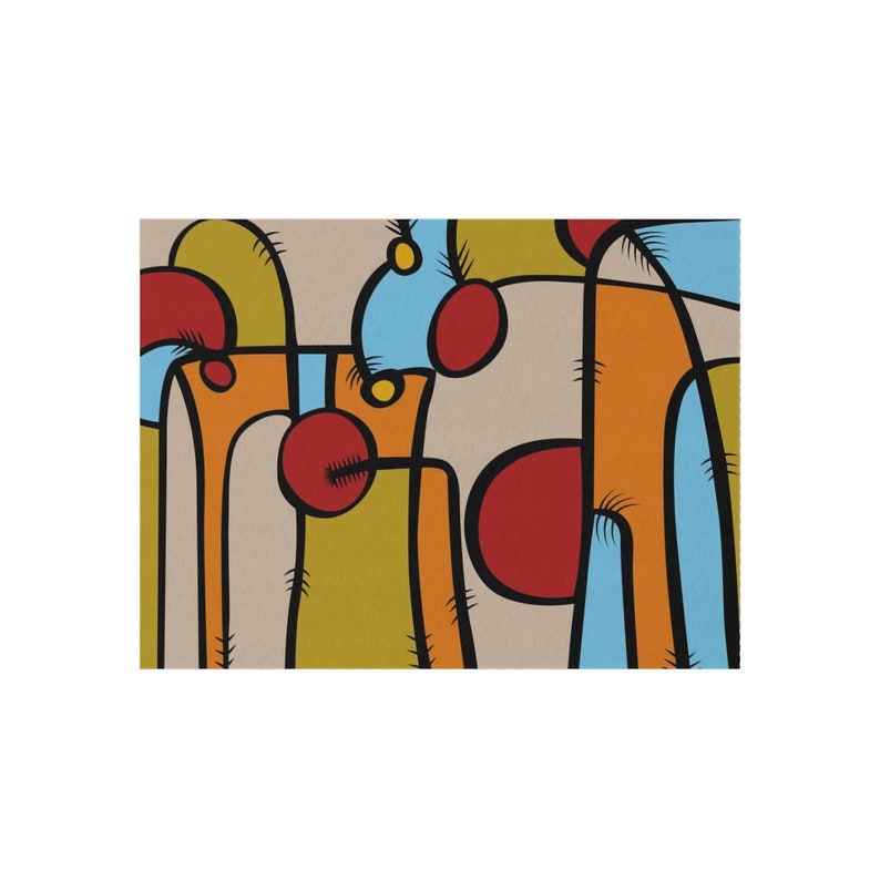 Abstract Outdoor Rug: Funky Patio Deck Rug, Multi-Color image 6