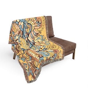 Abstract Aztec Tapestry Woven Blanket | Boho Geometric Throw