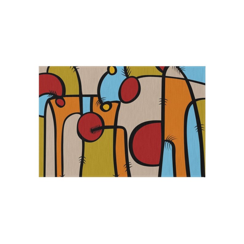 Abstract Outdoor Rug: Funky Patio Deck Rug, Multi-Color image 7