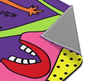 Funky Face Art Rug, Modern Pop Art Colorful Carpet