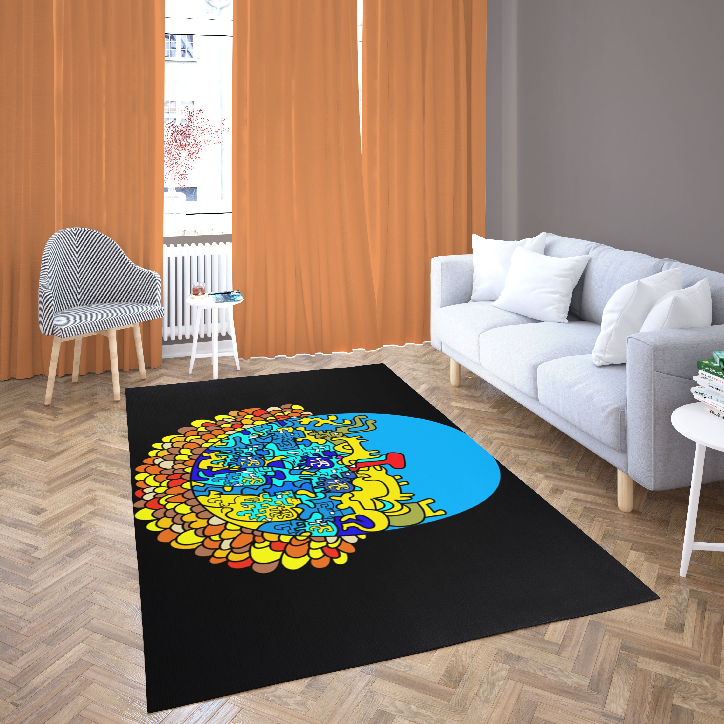 Hypnotic 6x4 Rug Hipster Funky Rug Abstract Face Rug Modern Etsy UK