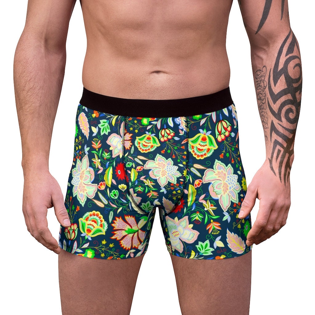 Floral Men's Boxer Briefs Festive ART Clothes Men's Etsy